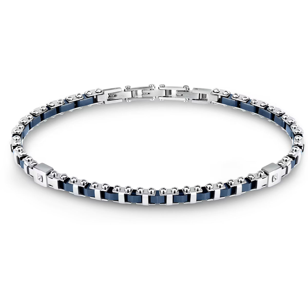 Bracciale Uomo Sector Ceramic Acciaio Maglia Modulare Elementi Ceramica Blu