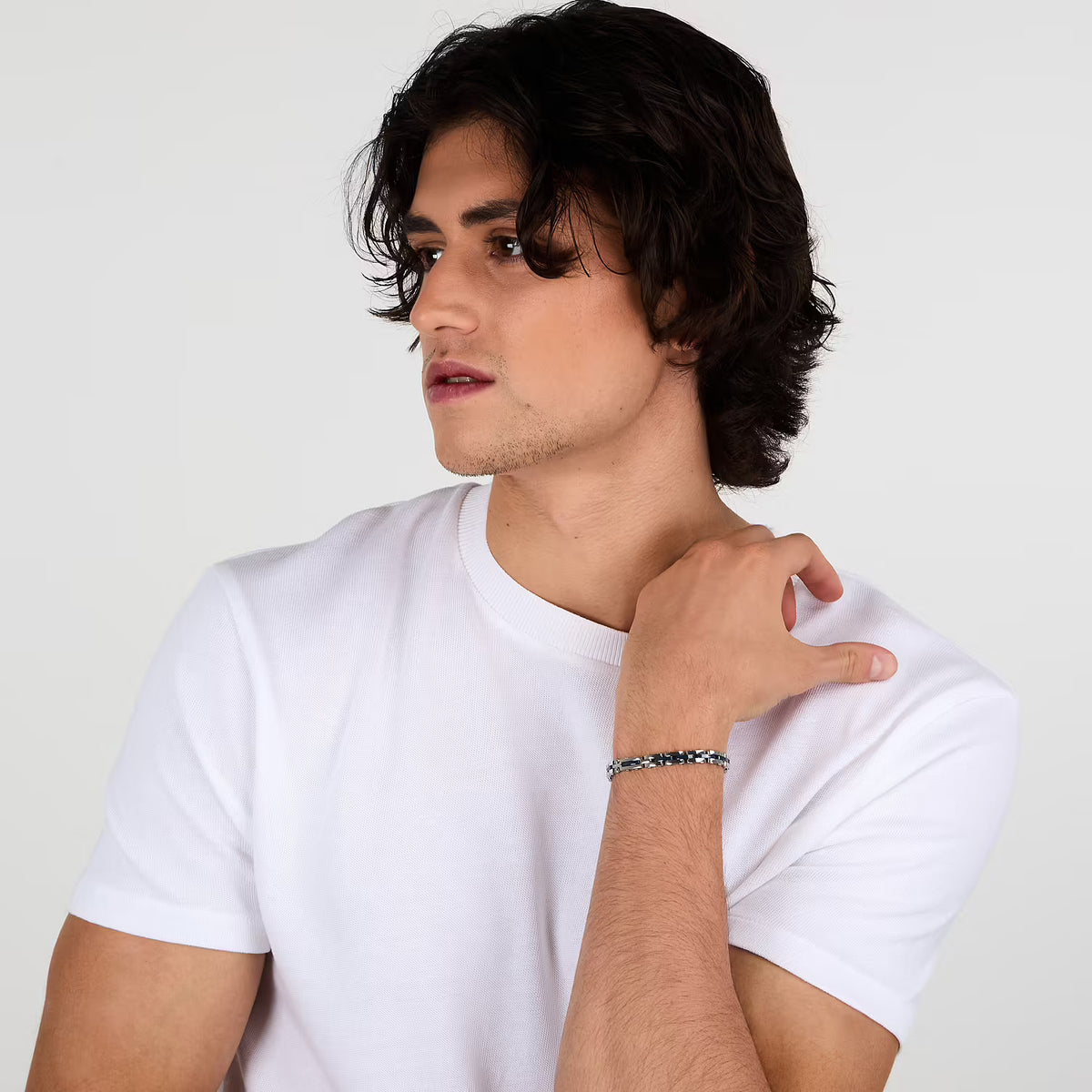 Bracciale Uomo Sector Ceramic Acciaio/Ceramica Blu Maglia Modulare Inserto Centrale
