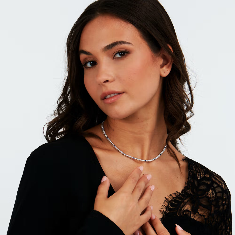 Collana Morellato Tesori Argento Centrale Tennis Zirconi Bianchi/Blu