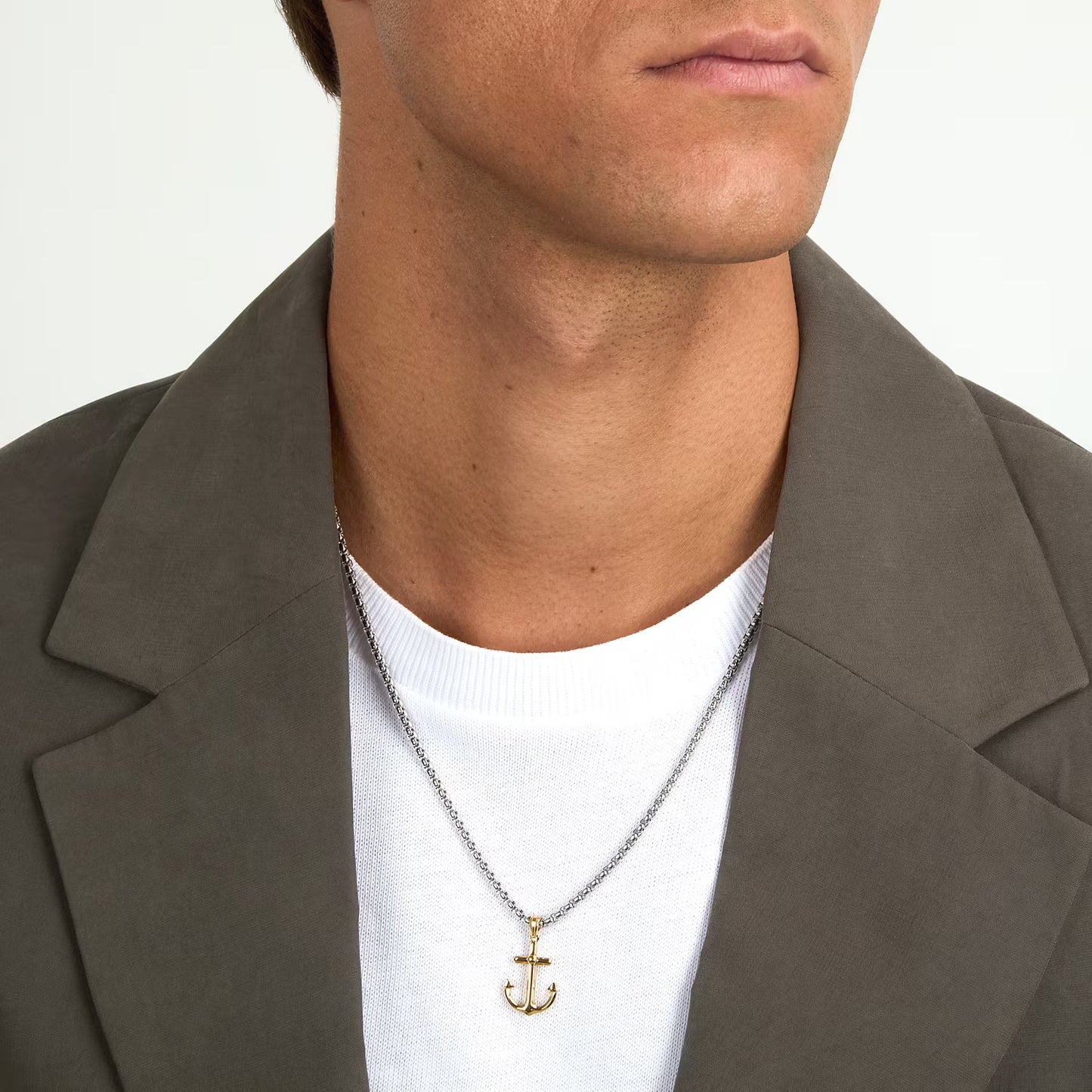 Collana Uomo Sector Marine Acciaio Pendente Ancora Pvd Oro