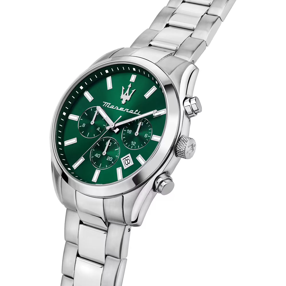 Orologio Maserati Attrazione Multifunzione 43 Mm Acciaio Braccialato Verde