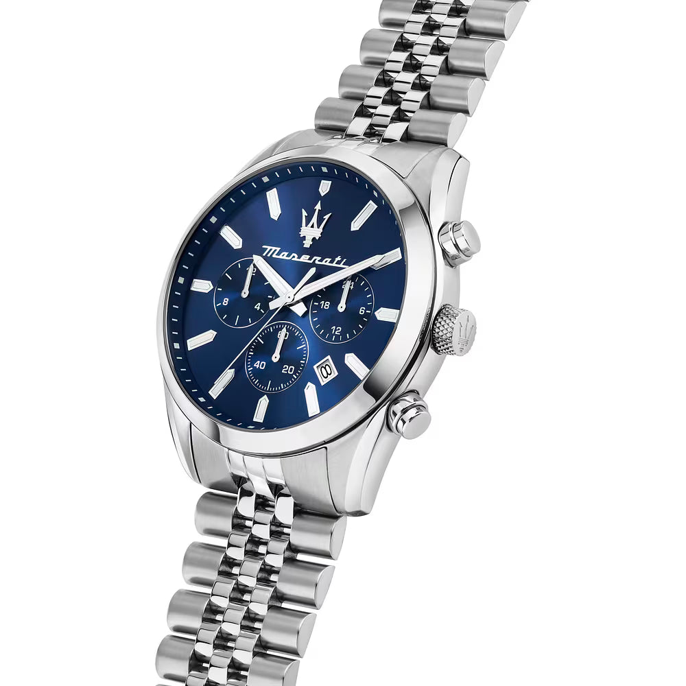 Orologio Maserati Attrazione Chrono 43 Mm Acciaio Braccialato Blu