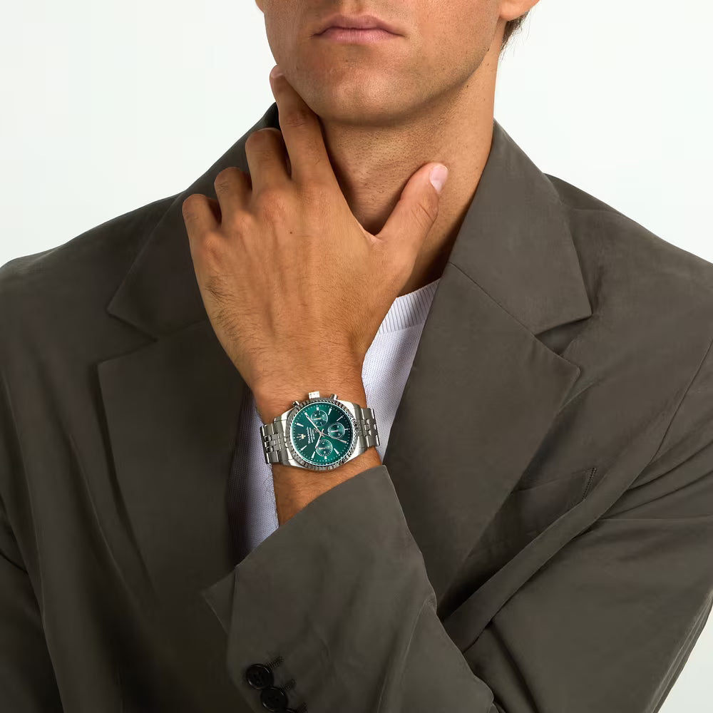 Orologio Maserati Competizione Chrono 41 Mm Acciaio Braccialato Verde