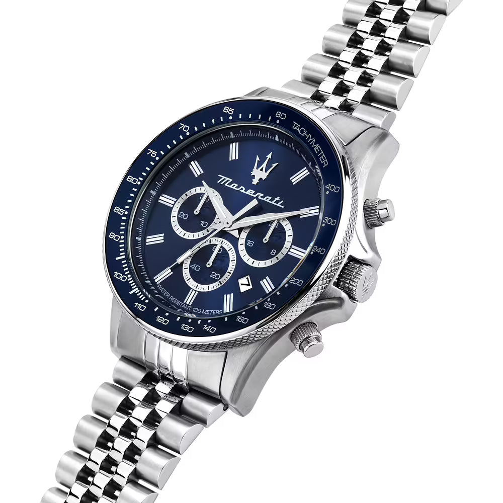 Orologio Maserati Time Sfida Chrono 44 mm Acciaio Braccialato Blu