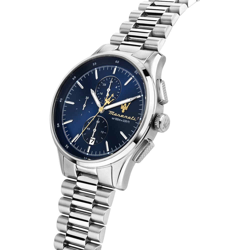 Orologio Maserati Time Sorpasso Chrono 42 mm Acciaio Braccialato Blu