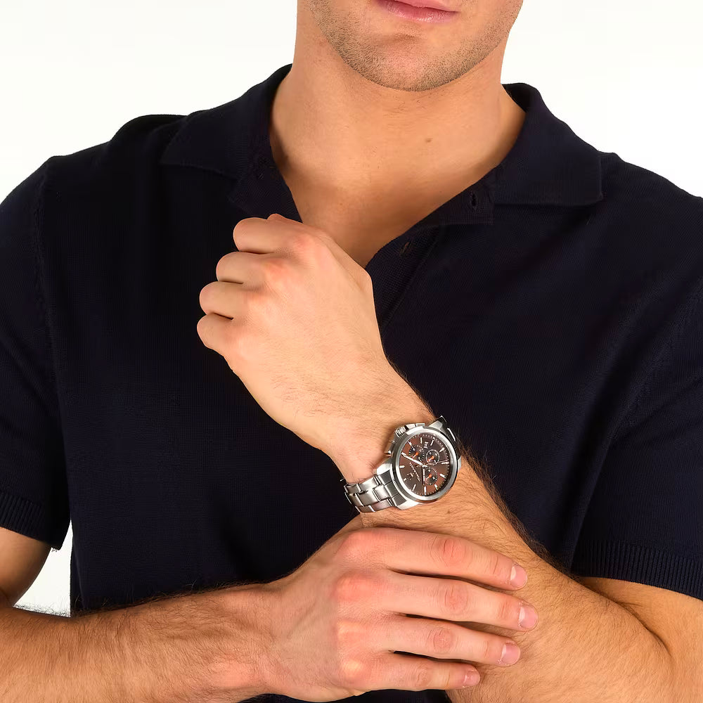 Orologio Maserati Successo 42 Mm Chrono Acciaio Braccialato Quadrante Brown