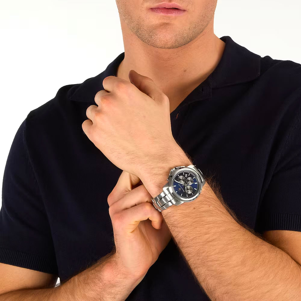 Orologio Maserati Successo 42 mm Chrono Acciaio Braccialato Quadrante Blu Dark Gun