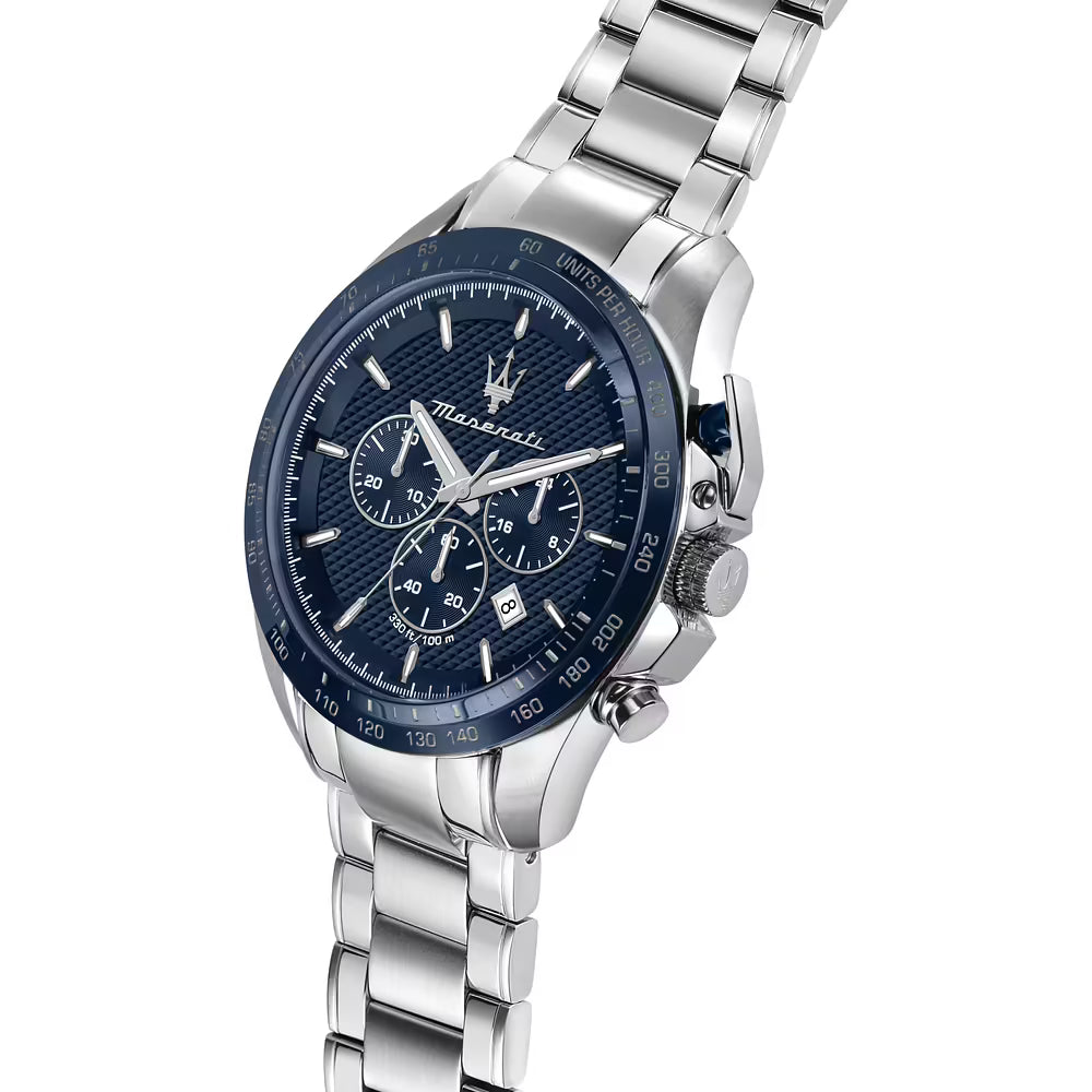 Orologio Maserati Traguardo Chrono 45 Mm Acciaio Braccialato Quadrante Blu