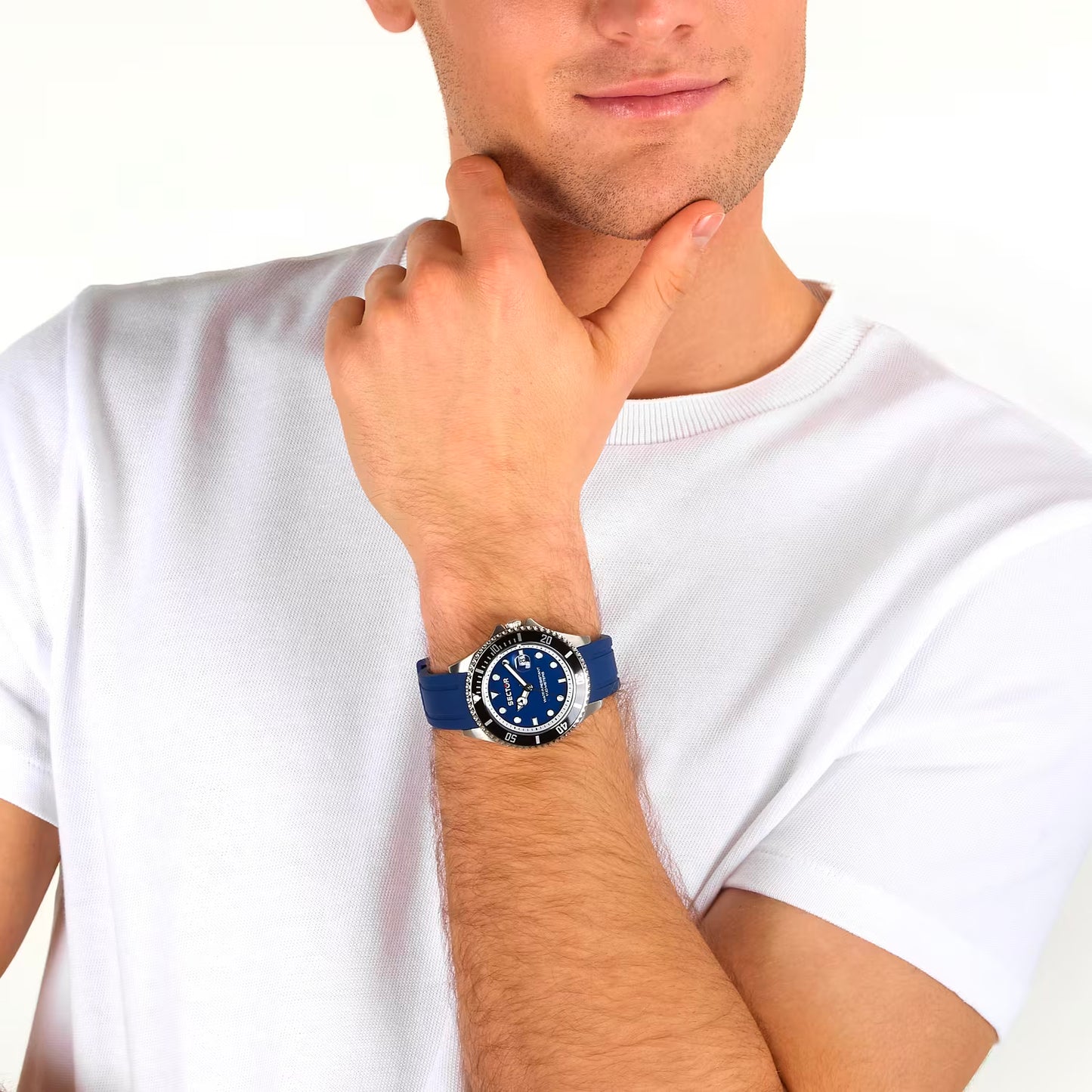 Orologio Sector 230 43 mm Acciaio Cinturino Silicone Blu
