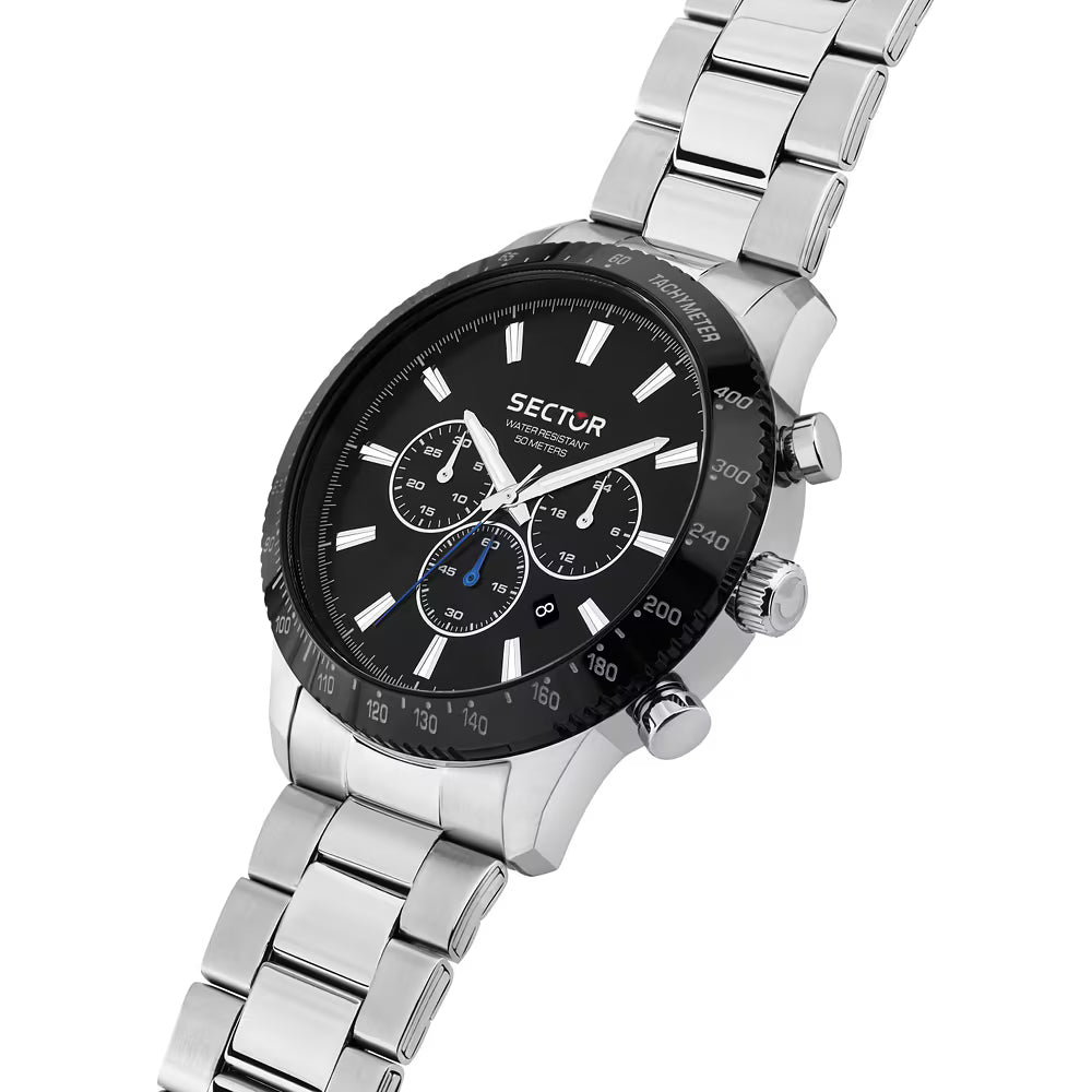 Orologio Sector 270 Chrono 45 mm Acciaio Braccialato Nero