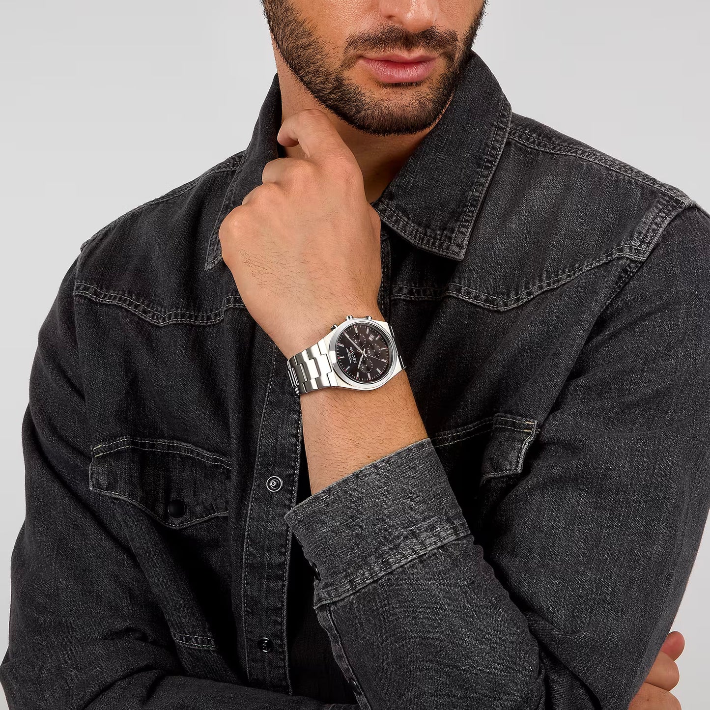 Orologio Sector C300 Chrono 42 Mm Acciaio Braccialato Satinato Nero