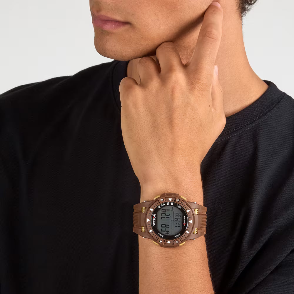Orologio Sector Ex-54 Digitale 51 Mm Policarbonato e Silicone Marrone/Dorato