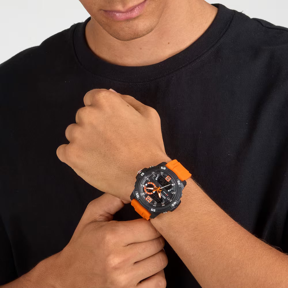 Orologio Sector Ex-56 Analogico Digitale 46 Mm Policarbonato Nero Silicone Arancione