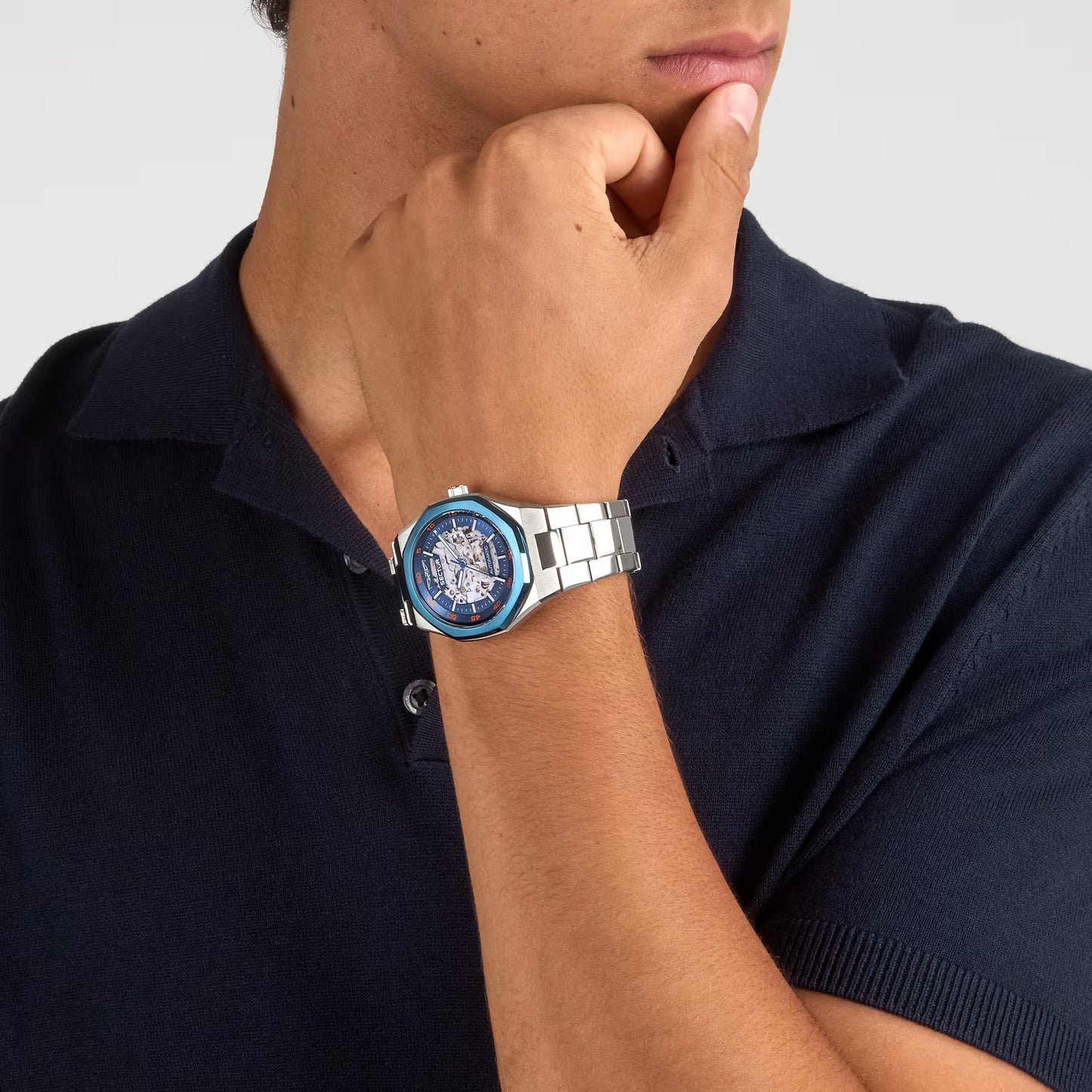 Orologio Sector Otto150 Automatico 42 Mm Acciaio Braccialato Quadrante Scheletrato Blu