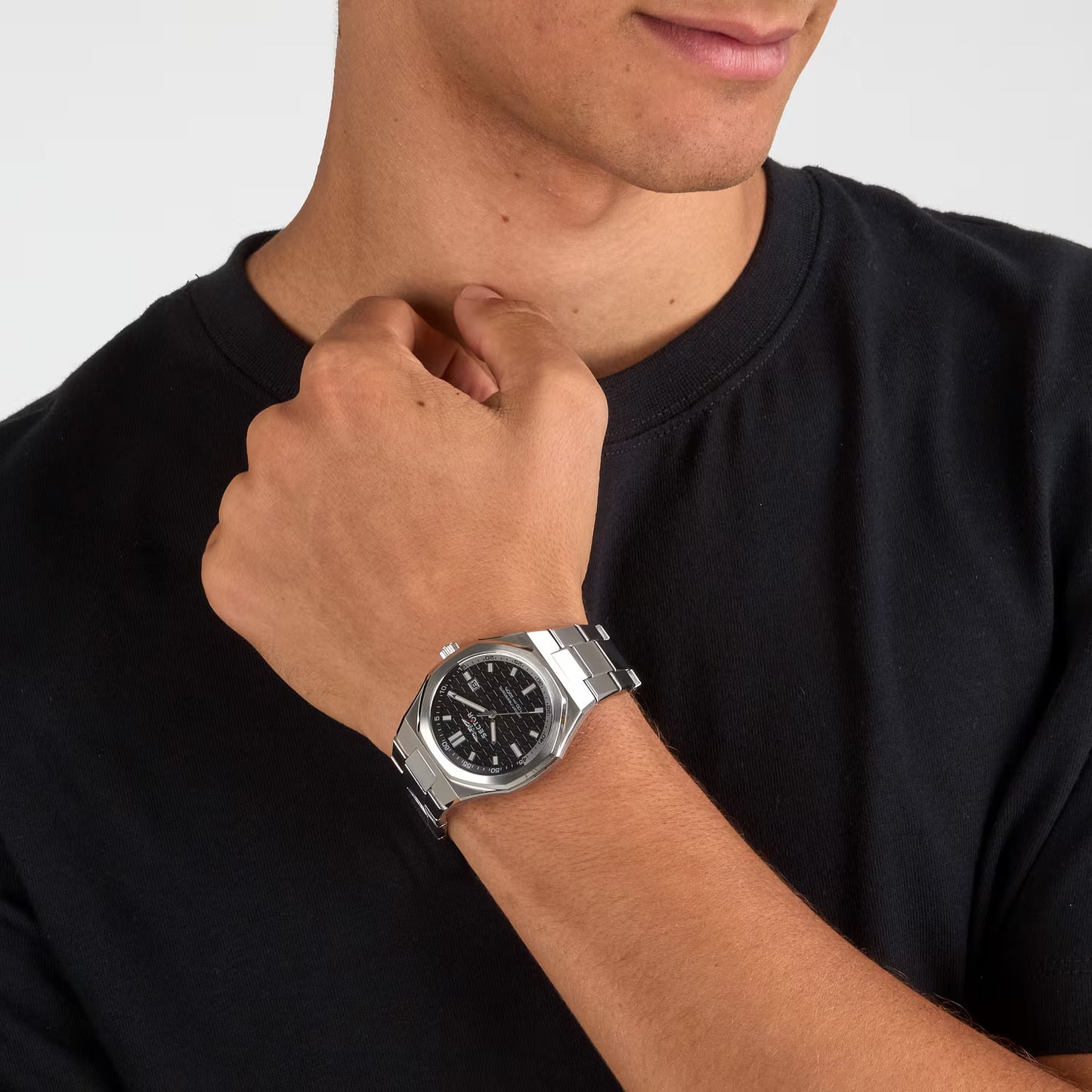 Orologio Sector Otto150 42 Mm Acciaio Braccialato Quadrante Nero