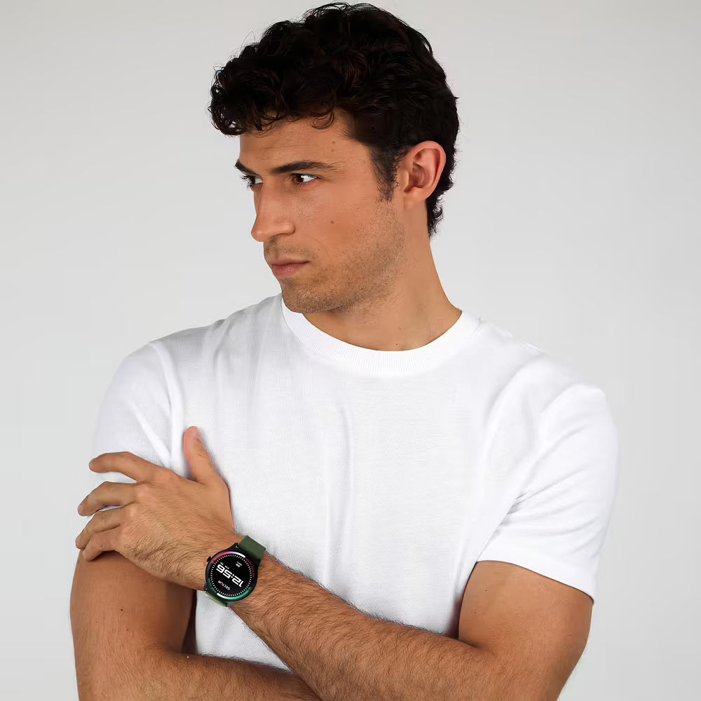 Orologio Sector S-06 Smart Digital Smartwatch Tondo Cassa Nera Cinturino Silicone Verde Oliva