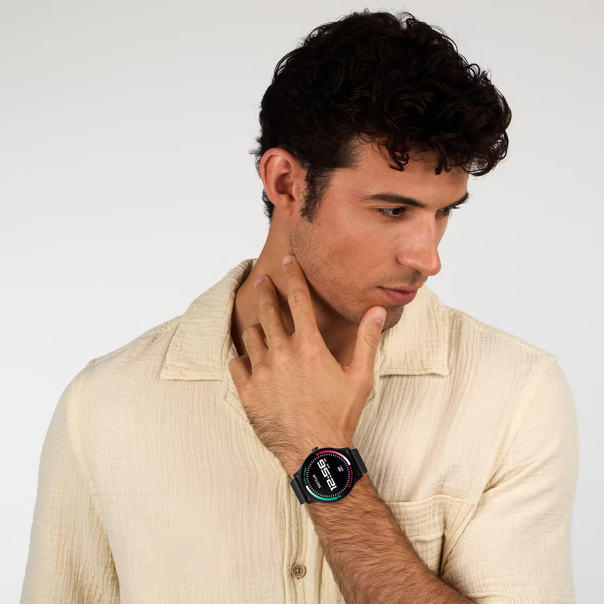 Smartwatch Sector S-06 Smart Digital Tondo Cassa Nera Braccialato Maglia Milanese Pvd Nero
