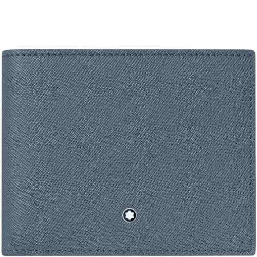 Portafogli Montblanc Sartorial Portafoglio 6 Scomparti Pelle Blu Denim