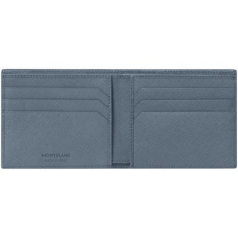 Portafogli Montblanc Sartorial Portafoglio 6 Scomparti Pelle Blu Denim