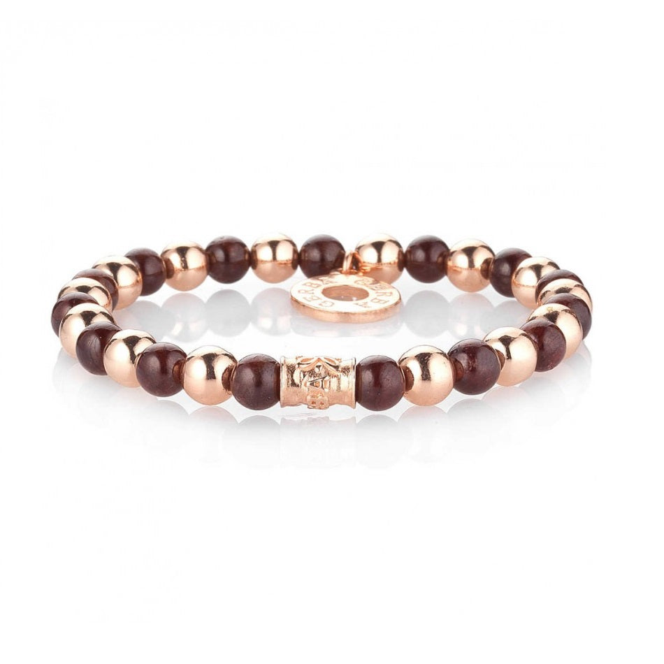 Bracciale Elasticizzato Gerba Ingrid Argento Rosato Sfere Occhio Di Tigre