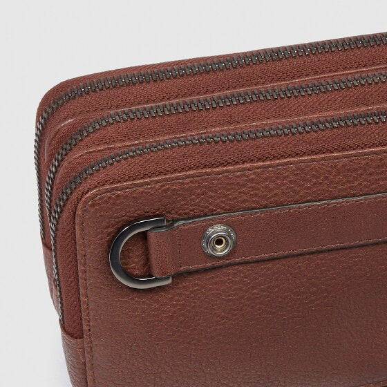 Pochette Piquadro Da Polso Tre Scomparti Polsiera Removibile Tracolla Portacarte Di Credito Pelle Martellata Marrone