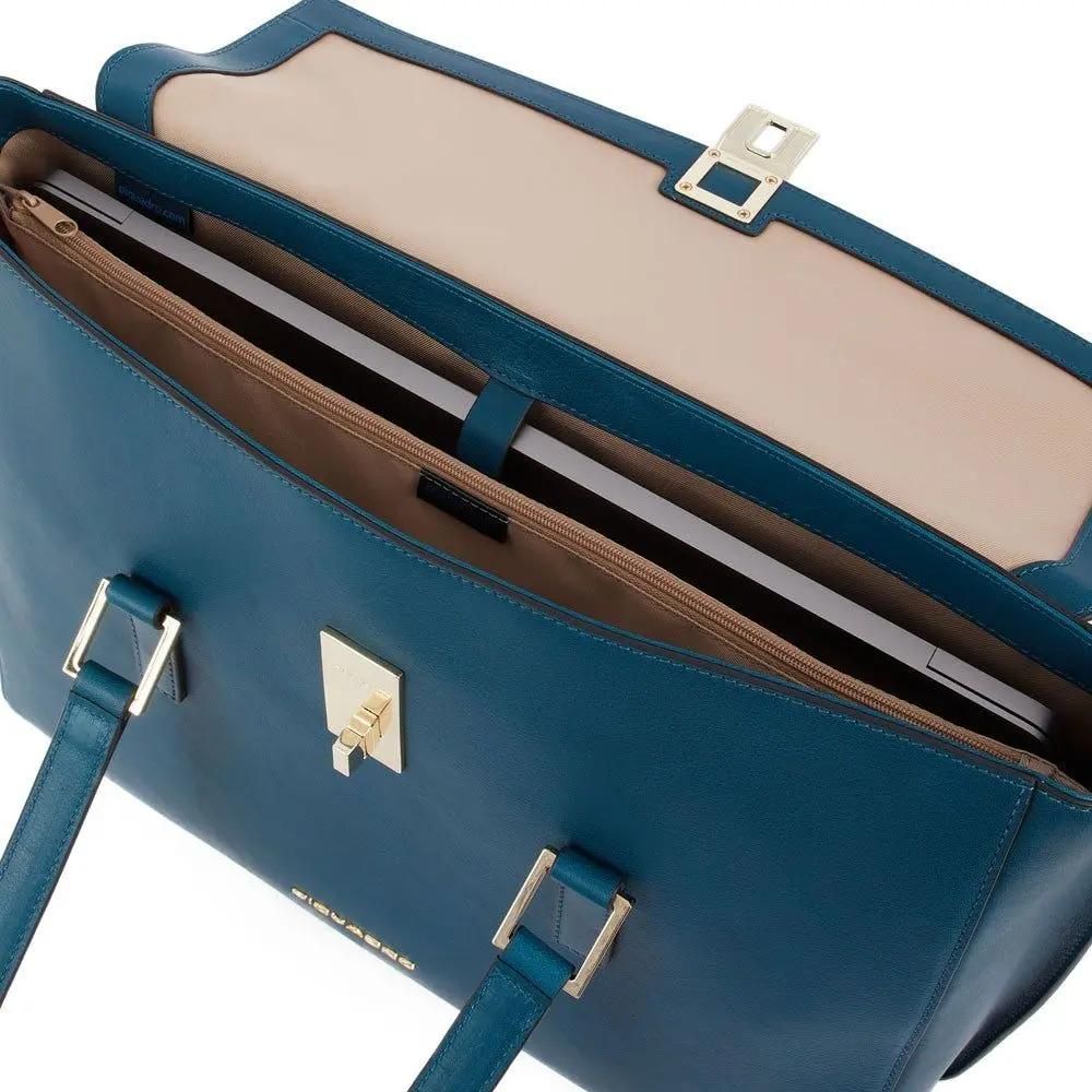 Borse Lavoro Piquadro Borsa Donna Porta Pc Ipad In Pelle Azzurra