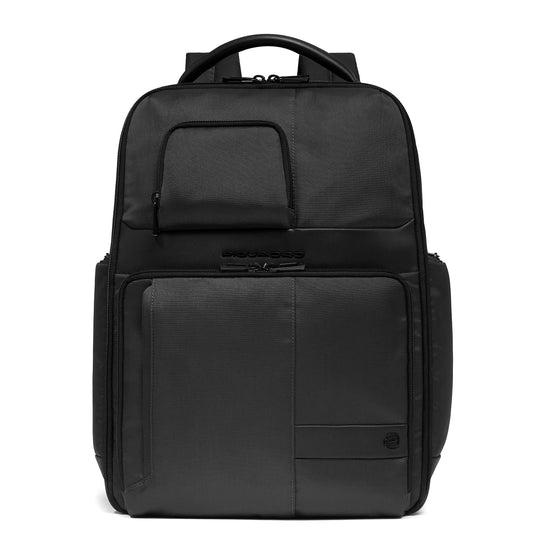 Zaini Piquadro Zaino Uomo Grande Porta Pc Ipad Tessuto ed Inserti Pelle Nera