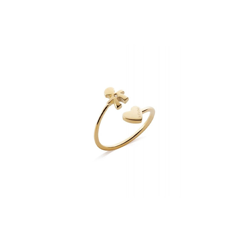 Anello Lebebé Les Petits Oro Giallo 9 Kt contrariè Cuore Bimbo Diamante