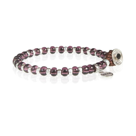 Bracciale Gerba Silver Moon Murrine Viola Distanziatori Metallo e Chiusura Argento