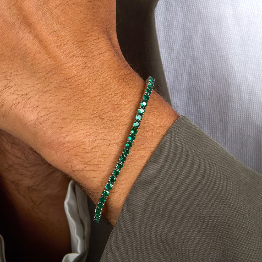 Bracciale Tennis Morellato Club Acciaio Cristalli Verdi