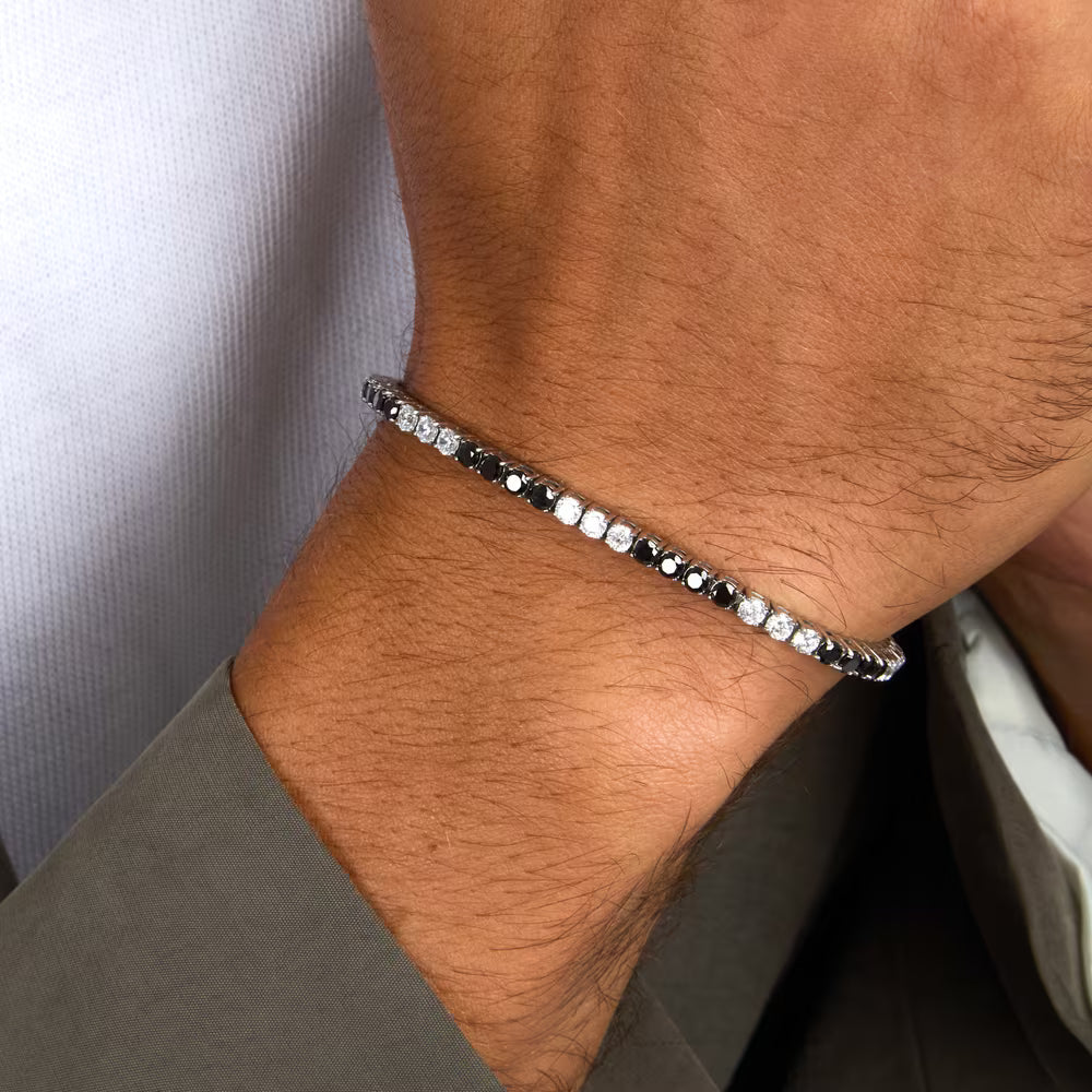Bracciale Tennis Morellato Club Acciaio Cristalli Neri/Bianchi