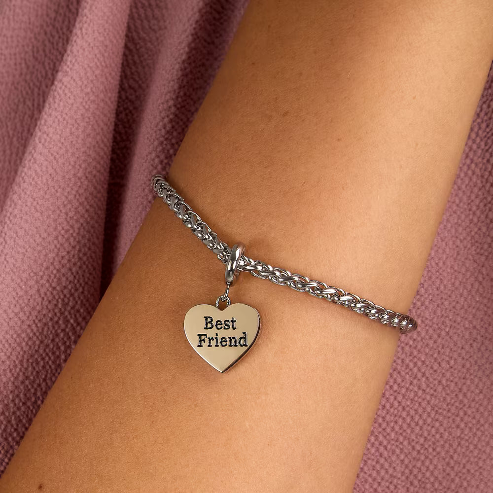 Bracciale Morellato Drops Rolò Acciaio Charm Cuore Scritta "Best Friend"