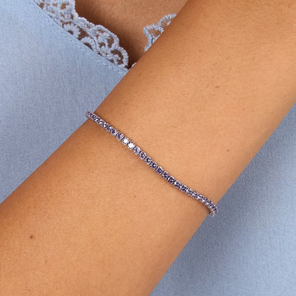 Bracciale Tennis Morellato Infinito Argento Zirconi Viola