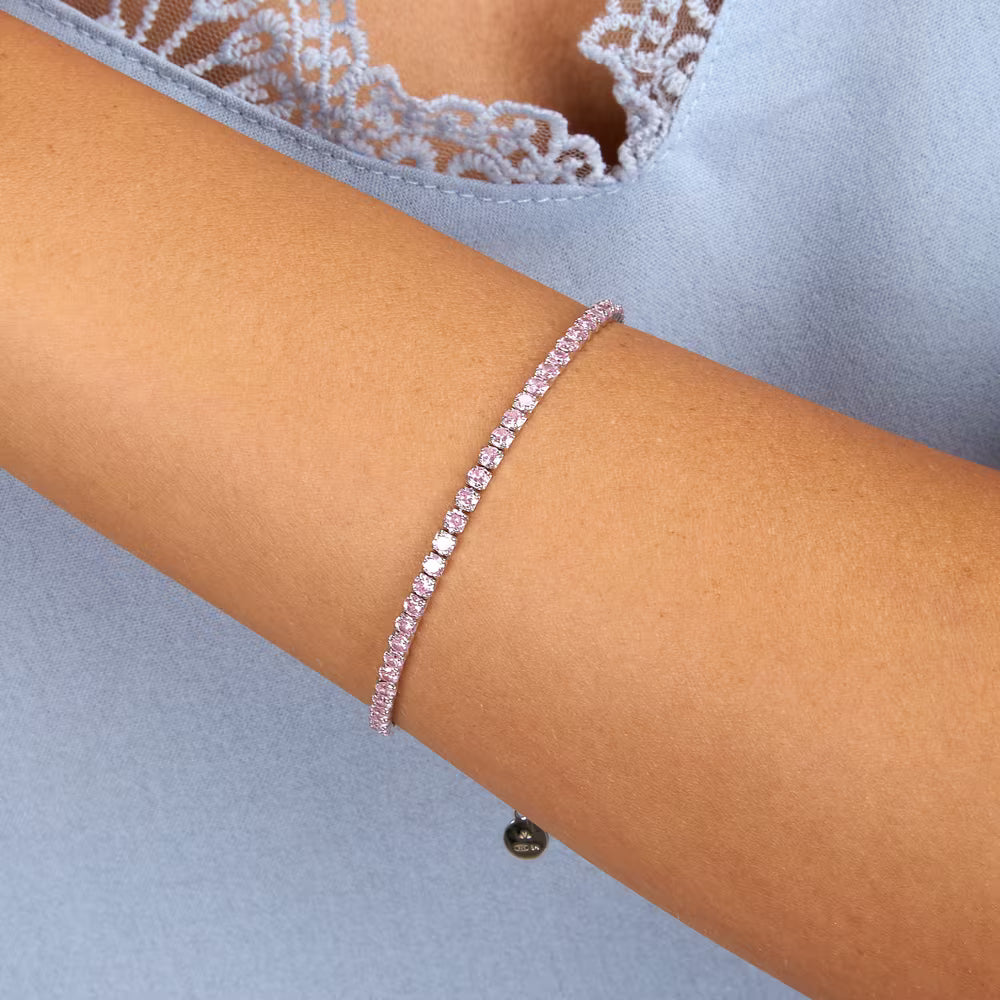 Bracciale Tennis Morellato Infinito Argento Zirconi Rosa