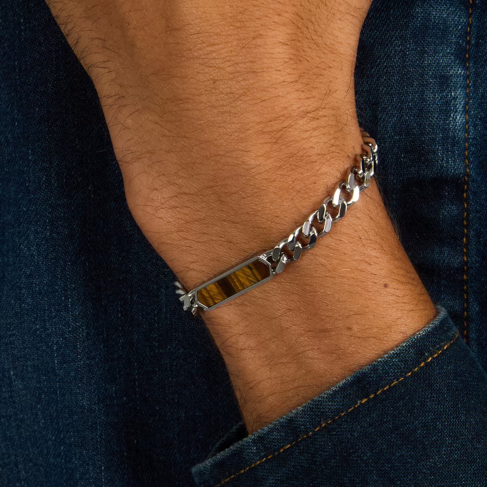 Bracciale Uomo Morellato Maglia Grumetta Piastrina Esagonale
