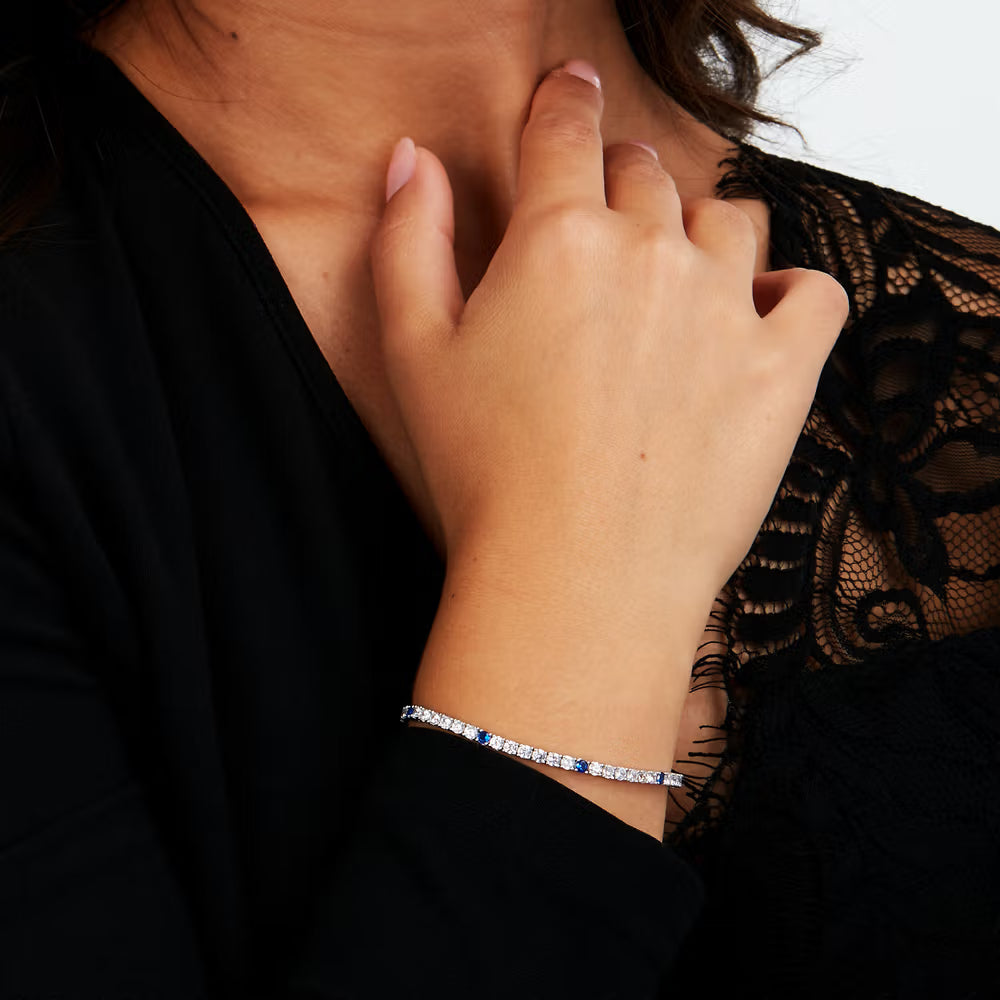 Bracciale Morellato Tesori Argento Tennis Zirconi Bianchi/Blu