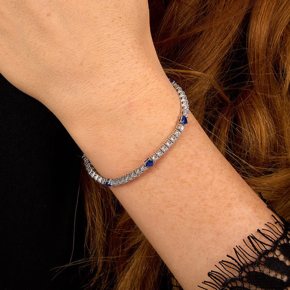 Bracciale Tennis Morellato Tesori Argento Zirconi + 5 Cuori Blu