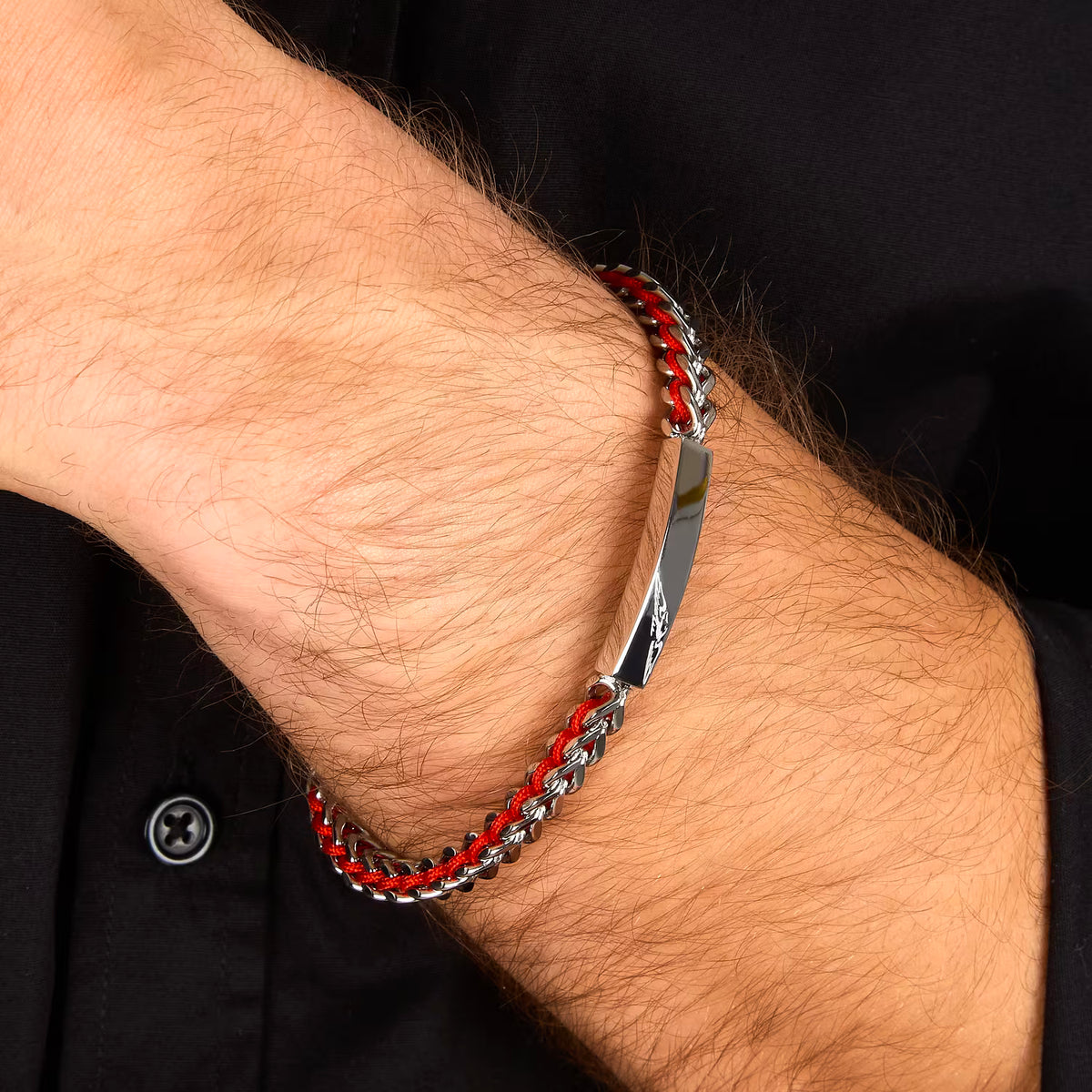 Bracciale Uomo Sector Bandy Acciaio Cordino Nylon Rosso