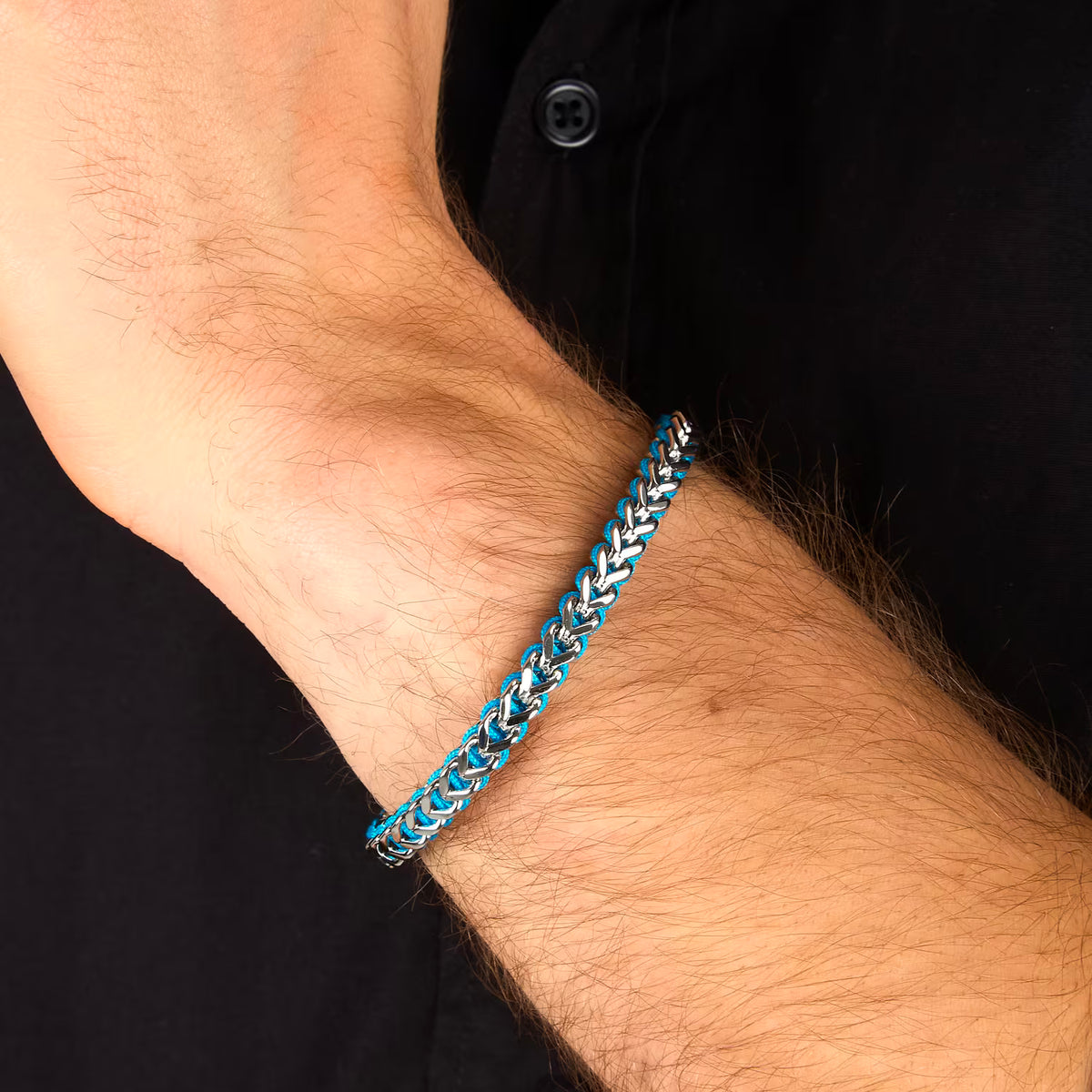 Bracciale Uomo Sector Bandy Acciaio Cordino Nylon Azzurro