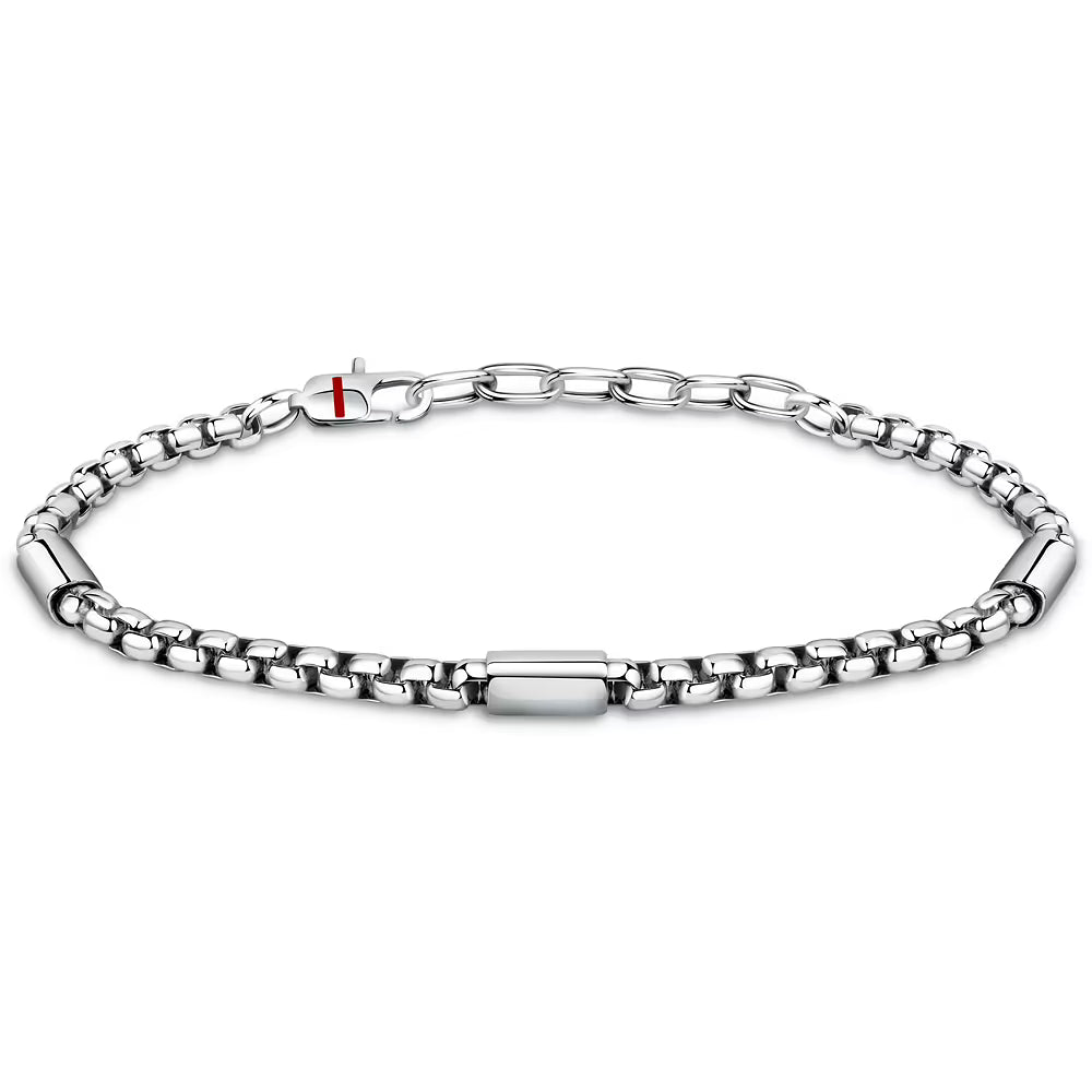 Bracciale Uomo Sector Basic Maglia Veneziana Arrotondata Acciaio Con 3 Bussolotti