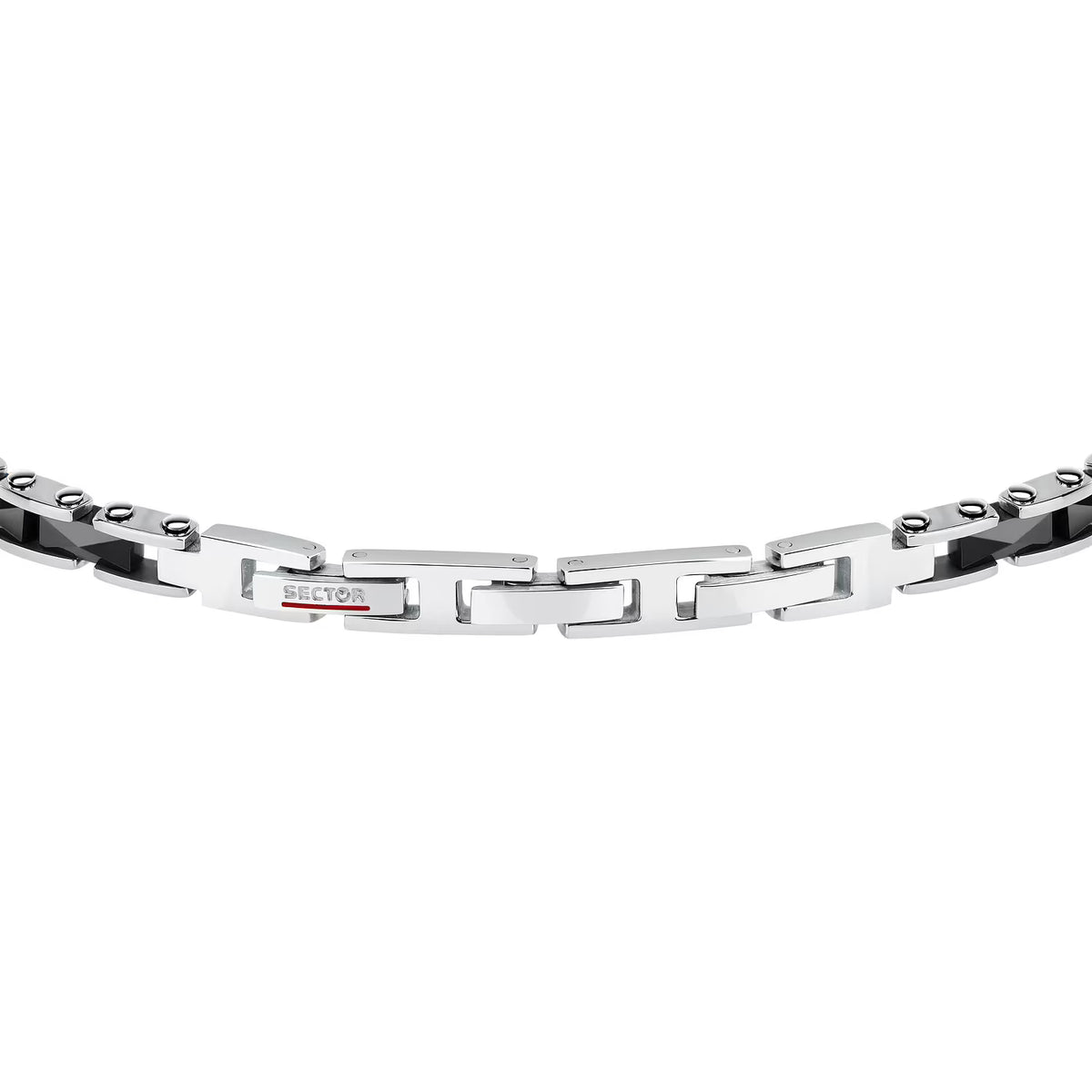 Bracciale Uomo Sector Ceramic Acciaio/Ceramica Nera e Piastrina Centrale