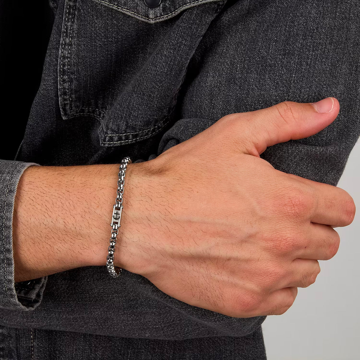 Bracciale Uomo Sector Marine A Maglia Veneziana Acciaio Con Piastrina Satinata/Ancora