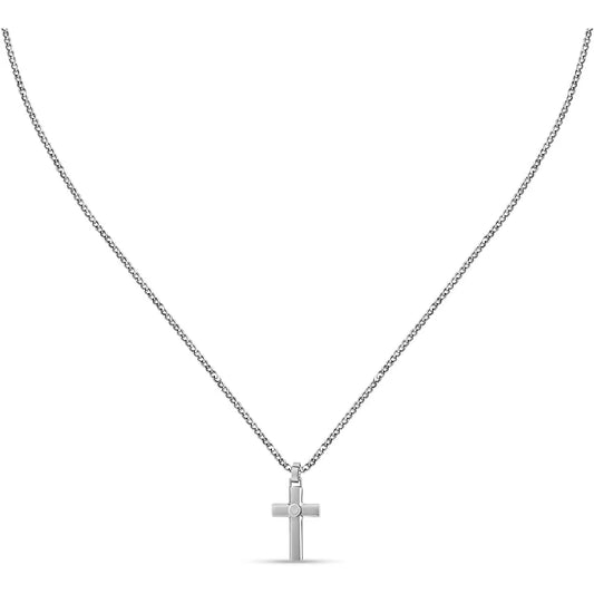 Collana Uomo Sector Spirit Uomo Acciaio Maglia Grumetta Con Pendente Croce Satinata/Logo