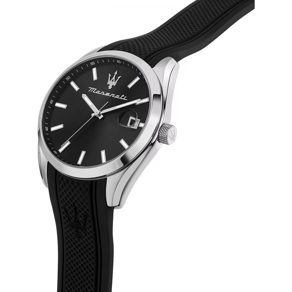 Orologio Maserati Time Attrazione 43 mm Acciaio Cinturino Gomma Nera
