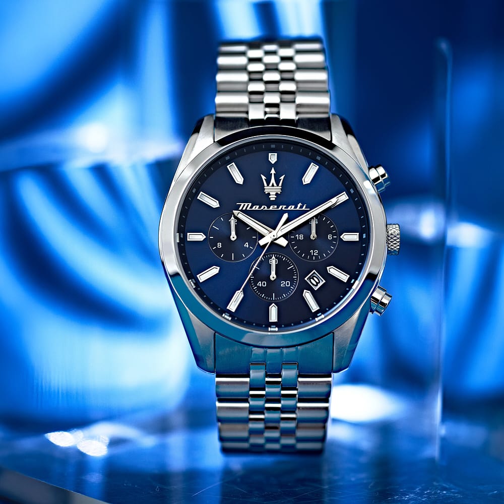 Orologio Maserati Attrazione Chrono 43 Mm Acciaio Braccialato Blu