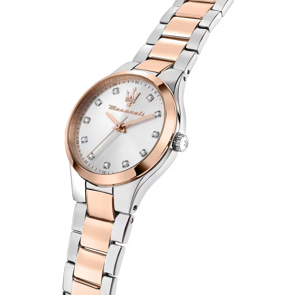 Orologio Maserati Attrazione 30 Mm Acciaio/Pvd Oro Rosa Braccialato Silver