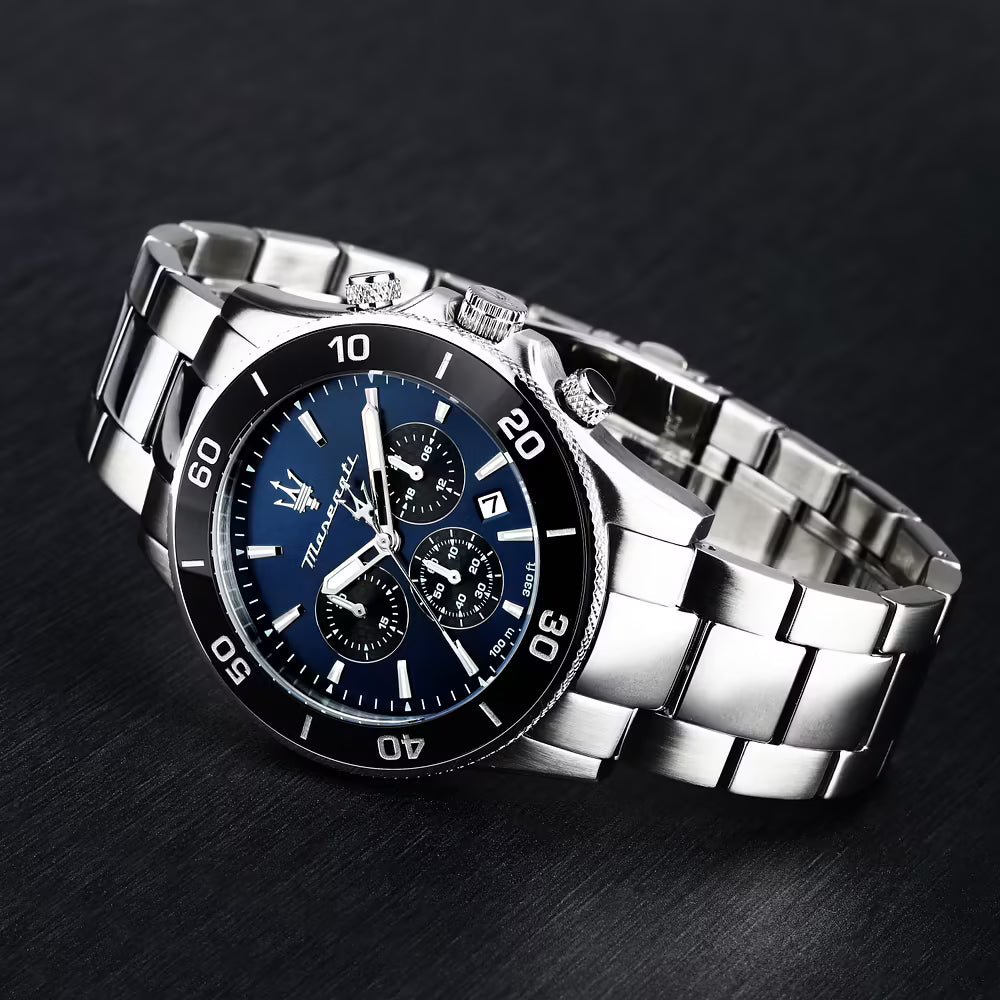 Orologio Maserati Competizione Chrono 43 Mm Acciaio Braccialato Blu/Nero