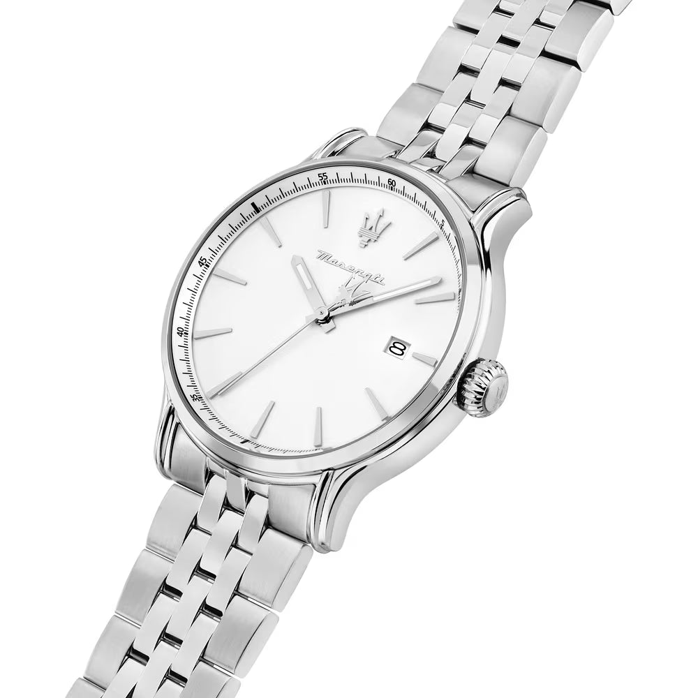 Orologio Maserati Epoca Slim 40 Mm Acciaio Braccialato Quadrante Bianco