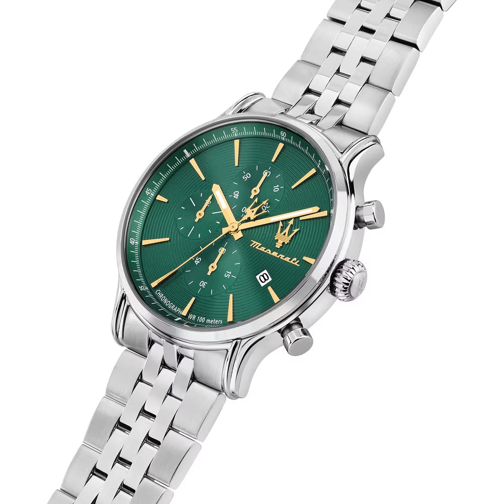 Orologio Maserati Epoca Slim Chrono 40 Mm Acciaio Braccialato Verde