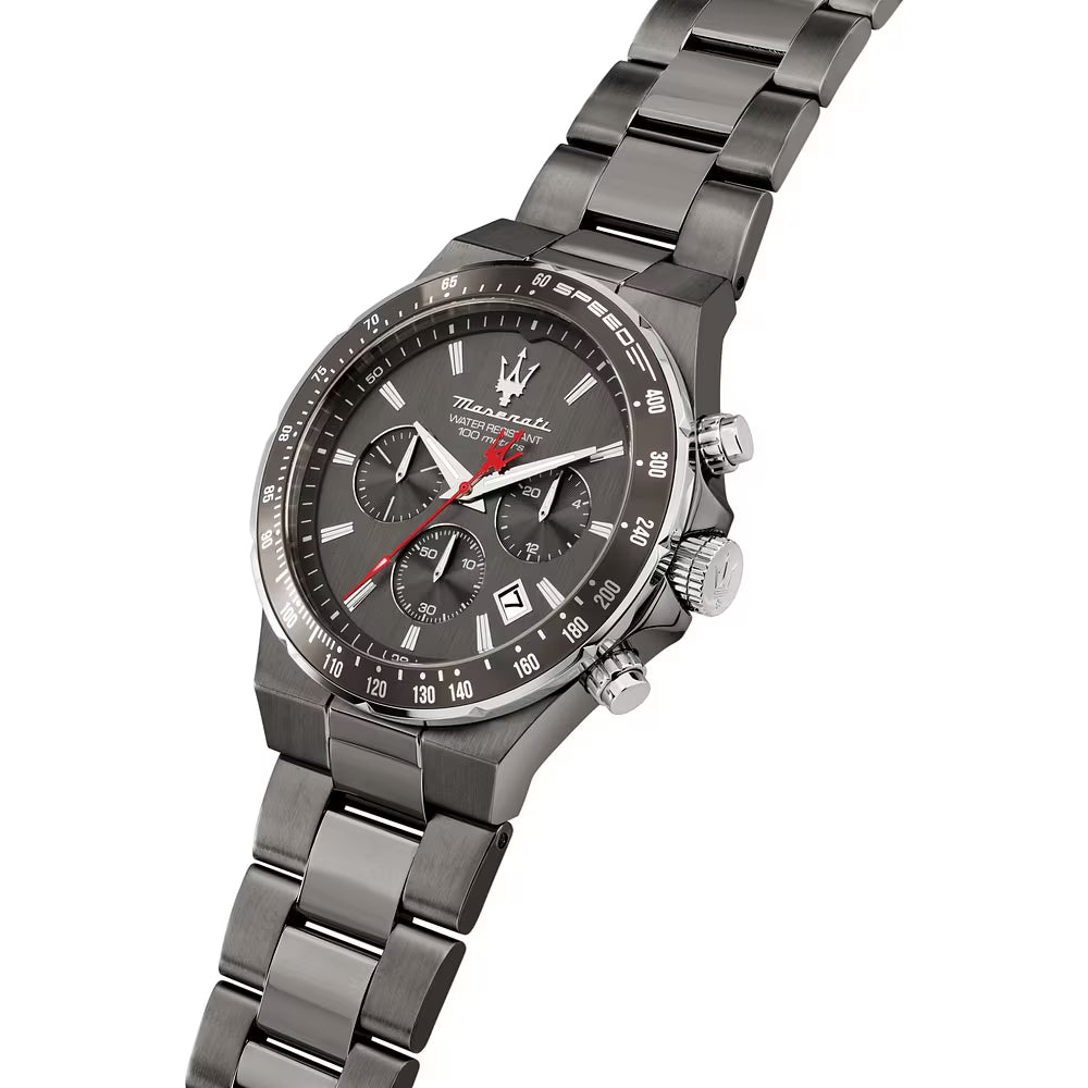 Orologio Maserati Sfida Chrono 41 Mm Pvd Grigio Braccialato Quadrante Grigio